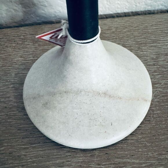 Marble Base Black Metal Candlesticks Candle Holders Set - Picture 3 of 4